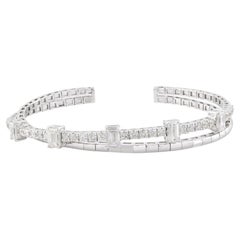 Pulsera brazalete de diamantes talla esmeralda de 2,75 quilates Oro blanco de 18 quilates Joyería fina