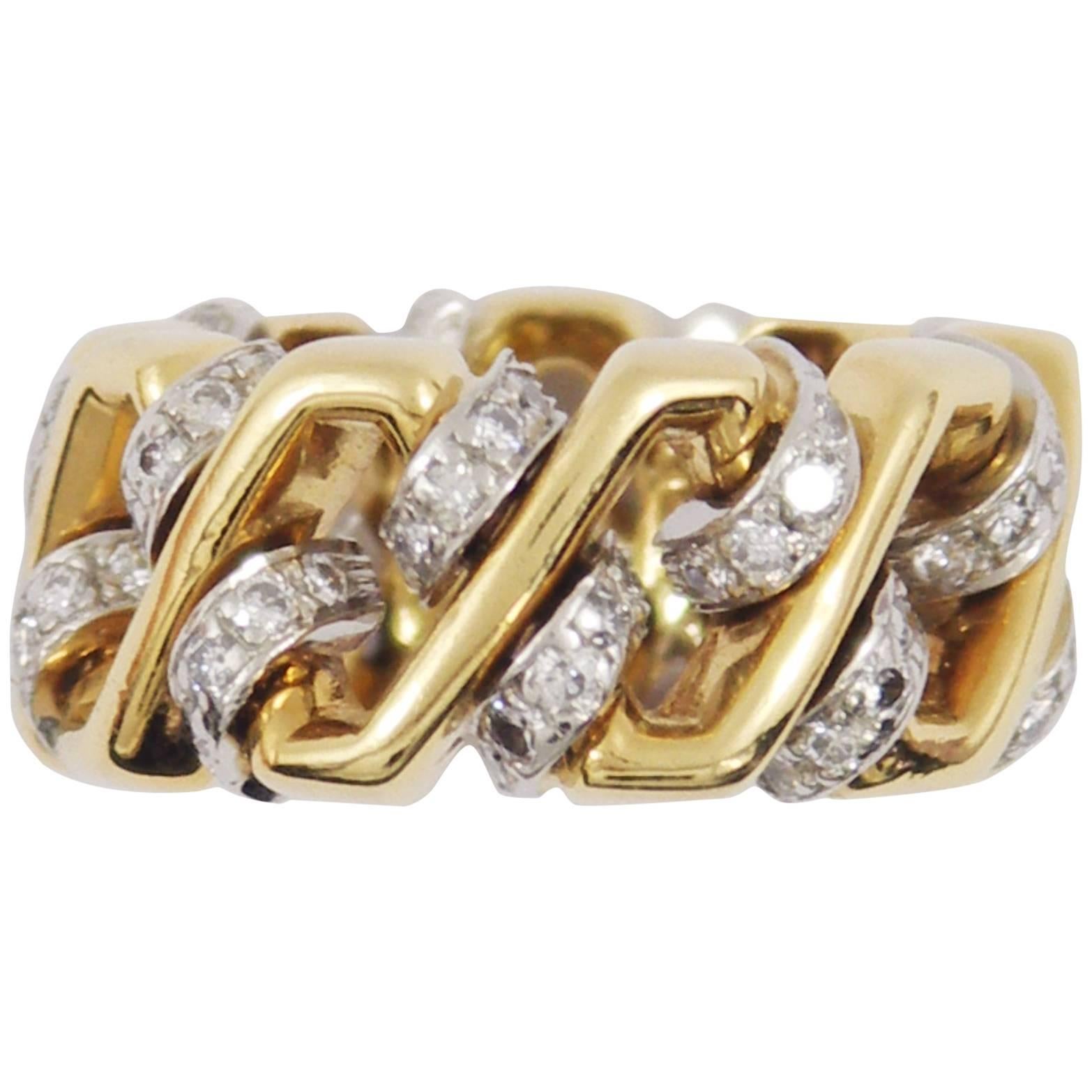 David Webb Diamond Gold Platinum Ring