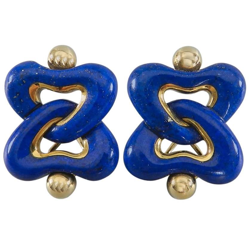 Angela Cummings Lapis Lazuli Gold Clip Earrings