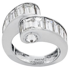 Anillo Menotte Cartier de Platino y Diamantes Baguette