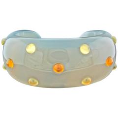 Brazalete de ágata tallada y citrino
