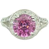 Pink Sapphire and Diamond Ring in Platinum