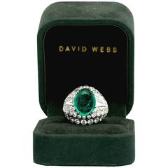 David Webb  9.25 Carat Emerald  Diamond Ring