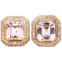 50.00 Carat Kunzite and Pink Diamond Earrings