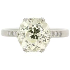 GIA Certified 3.46 Carat Old European Cut Diamond Ring 9