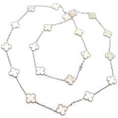 Van Cleef & Arpels Alhambra 20 Motifs Mother-of-Pearl White Gold Necklace 11