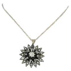 Collana e pendente con diamanti old mine e taglio rosa fino a 1,50ct in oro 14k