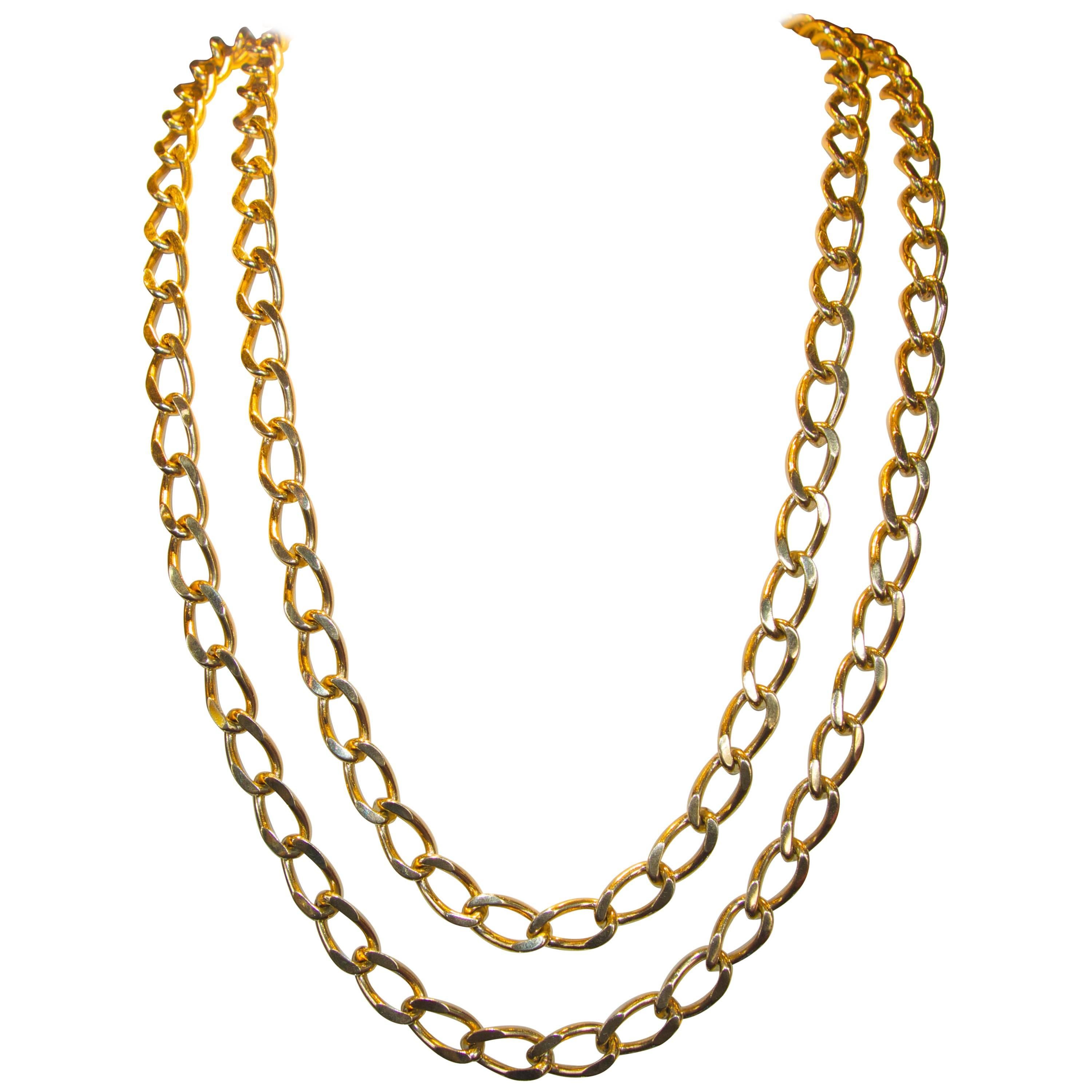 Long Gold Chain Necklace and Bracelet