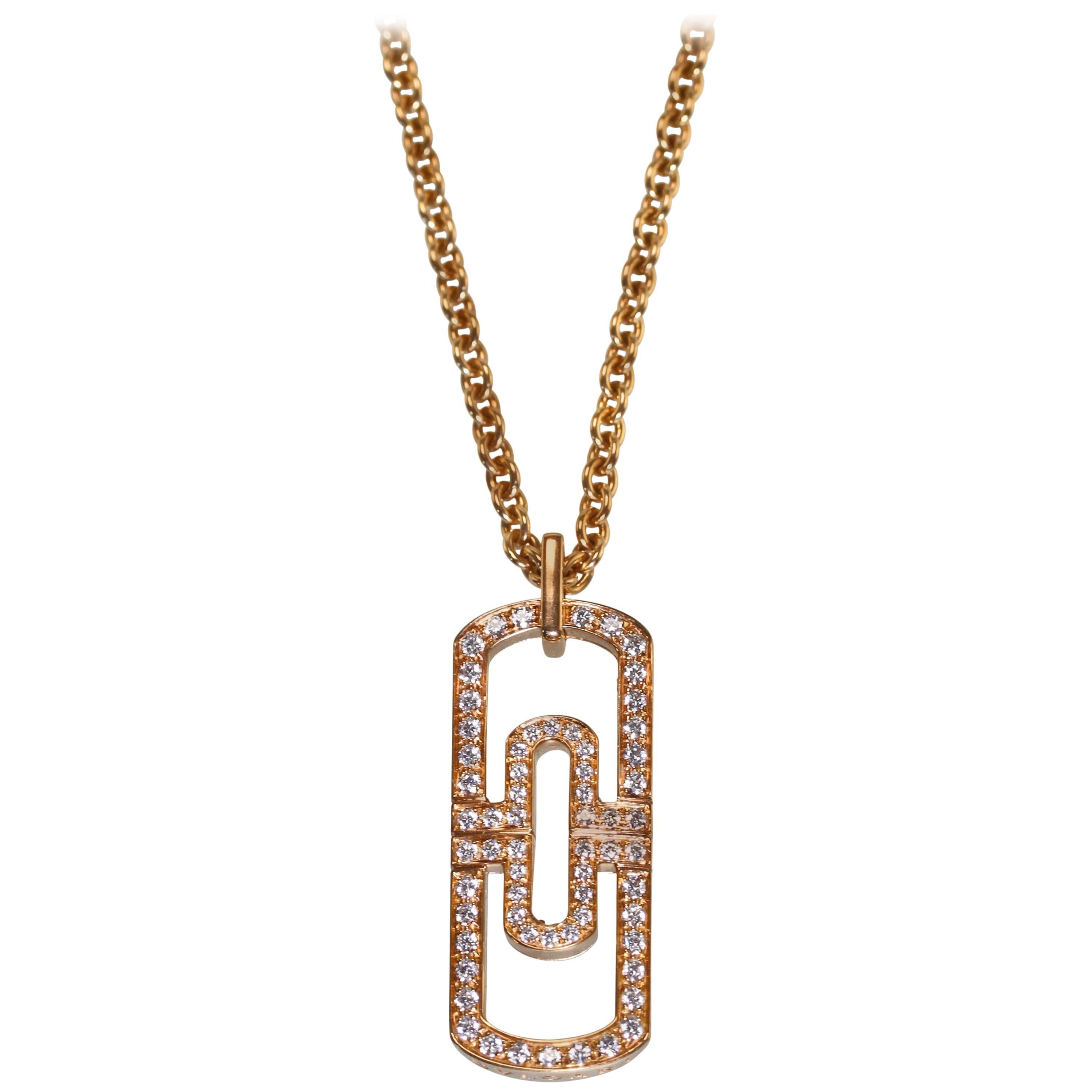 Bulgari Diamond and Pink Gold 'Parentesi' Pendant Necklace Like New