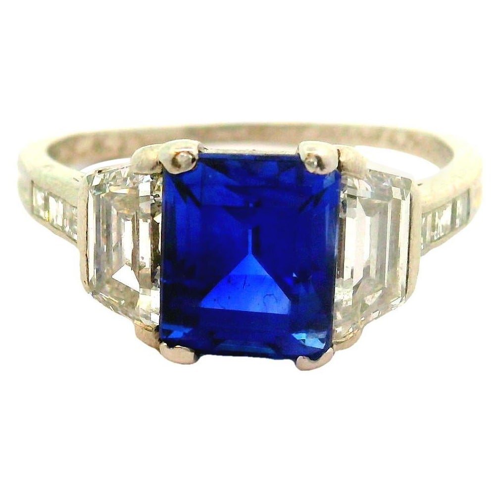 Important Art Deco Tiffany & Co. Kashmir Sapphire Diamond Platinum Ring