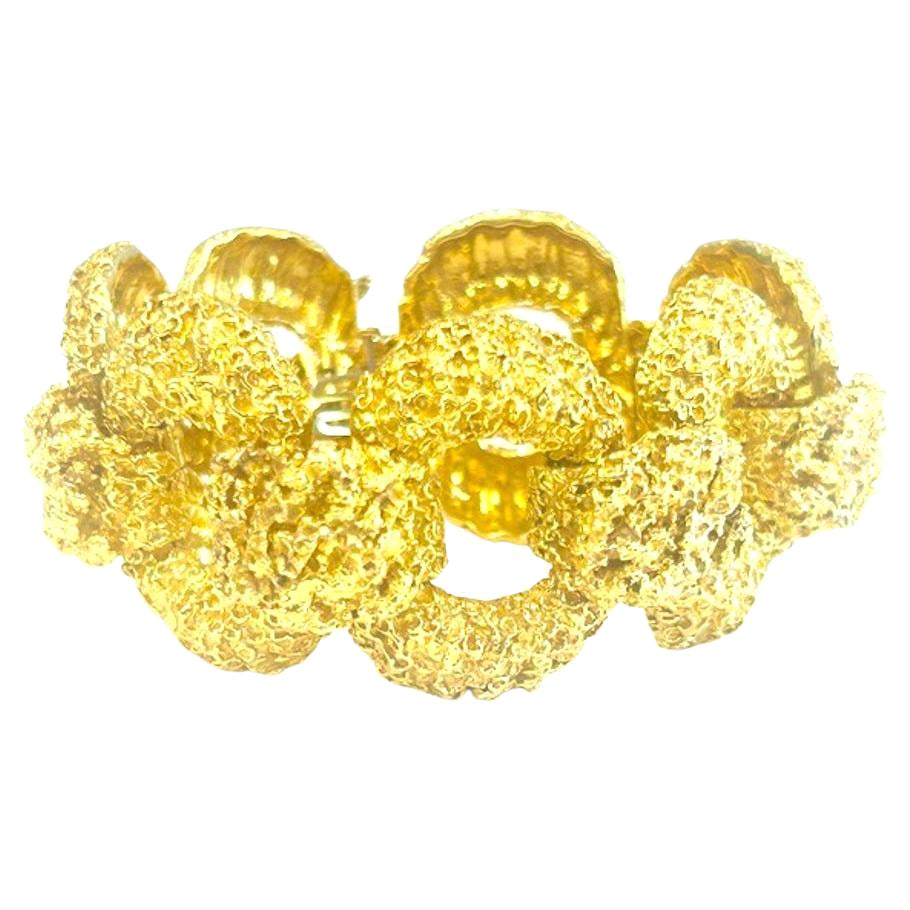 14K Yellow Gold Vintage Chunky Wide Bracelet 140.00 Grams For Sale