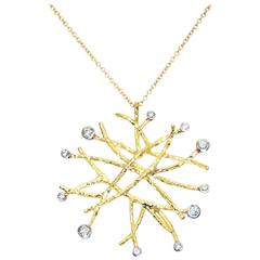 Doria 0.52 Carat Diamonds in 18 Karat Yellow Gold and Platinum Necklace Pendant 7