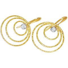 Doria 0.12 Carat White Diamond 18 Karat Yellow Gold and Platinum Earrings 3