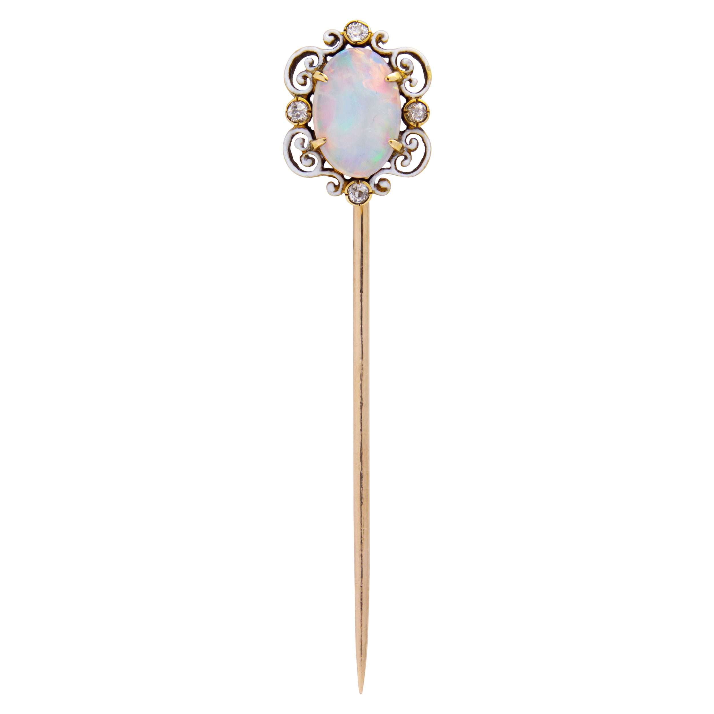 Tiffany & Company Art Nouveau Opal Set Stick Pin