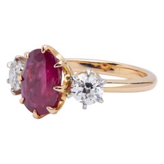 Thai Ruby & Old European Cut Diamond Ring