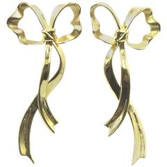 Tiffany & Company 18 Karat Yellow Gold Bow Drop Earrings