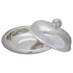 Modern Italian 800 Silver Round Tureen with Domed Lid