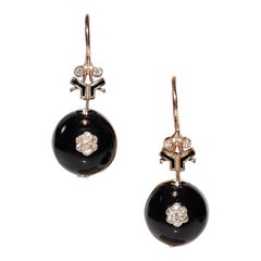 New Made 14k Gold Natural Diamond Drop Style Enamel Earring
