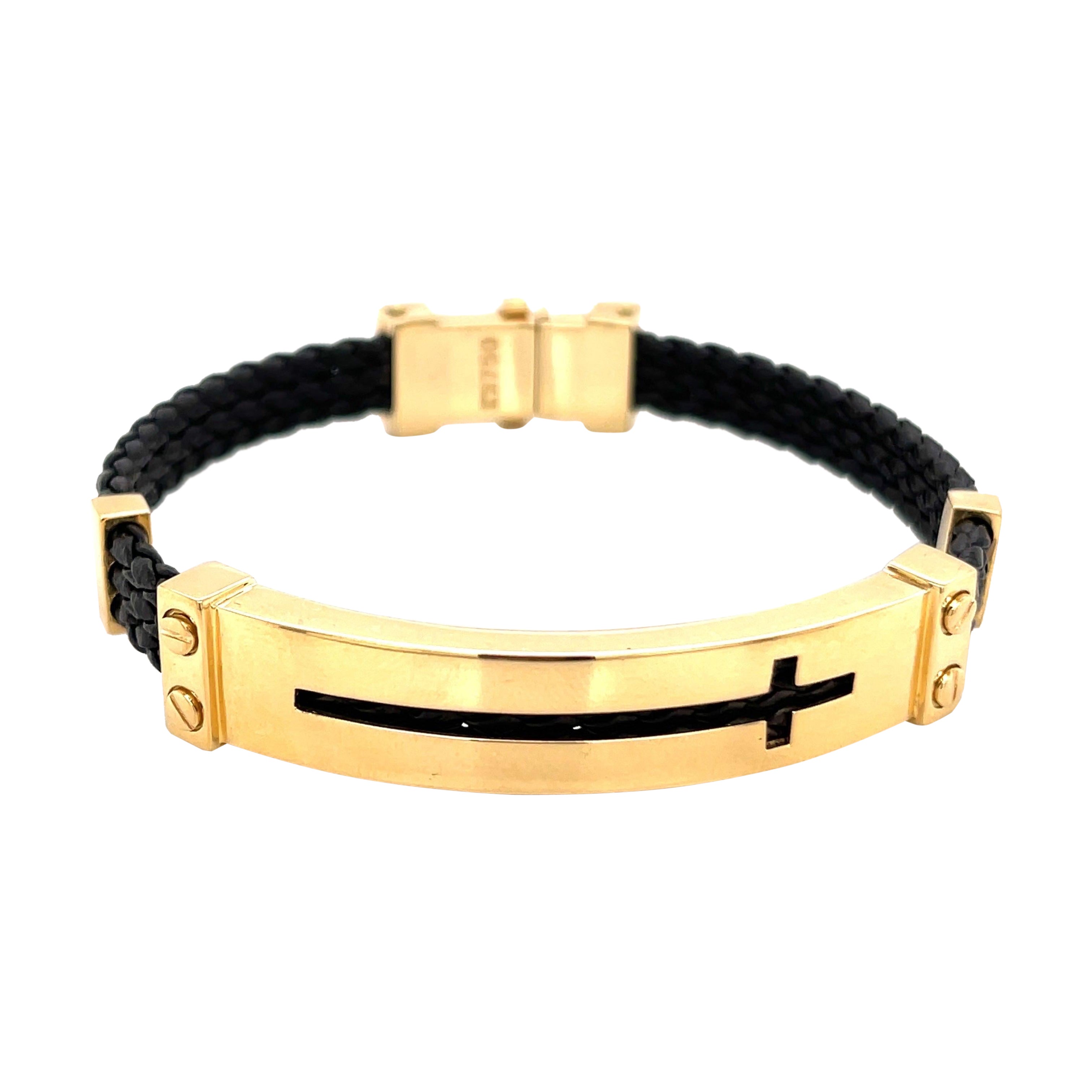 Faith 18K Gold & Leather Rope Bracelet For Sale