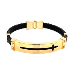 Bracelet de corde en or 18K et cuir Faith