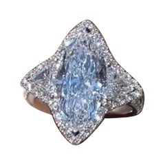 GIA Certified  5.00 Carat Marquise Shape Diamond 18K Gold Ring