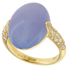 Anello Alex Jona con calcedonio blu e diamanti bianchi in oro giallo 18 carati