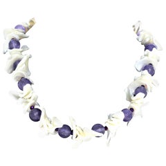 AJD Beautiful Real Amethyst and Mother of Pearl 20" Necklace
