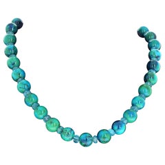 AJD Bellissima collana di azurite naturale e apatite reale da 19 pollici