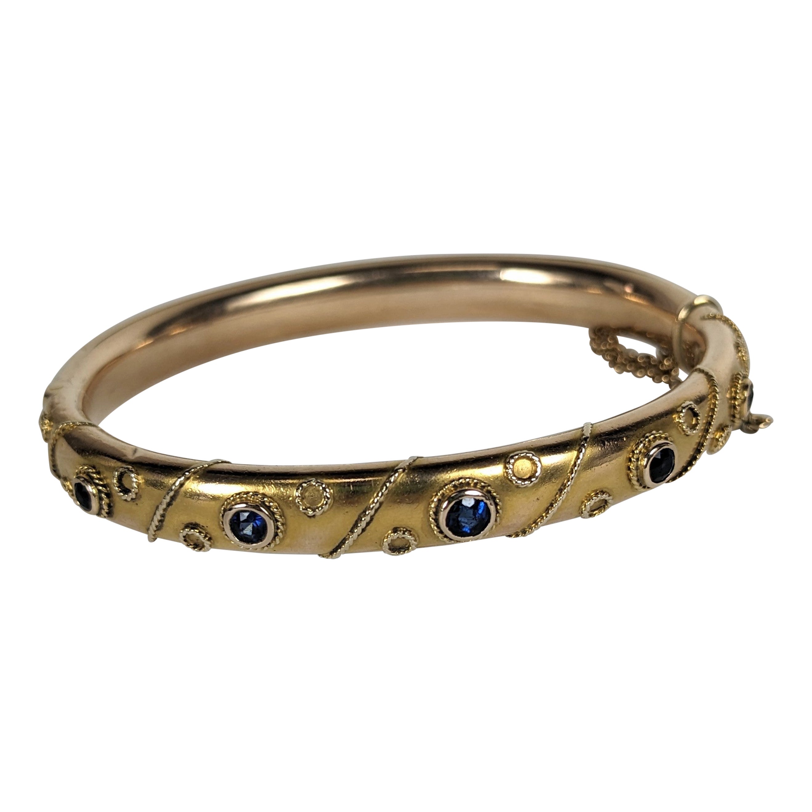 Art Nouveau 10K Sapphire Bangle