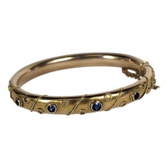 Art Nouveau 10K Sapphire Bangle