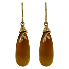 Raro Tiffany & Co. Pendientes colgantes de oro Paloma Picasso Hoja de olivo citrino