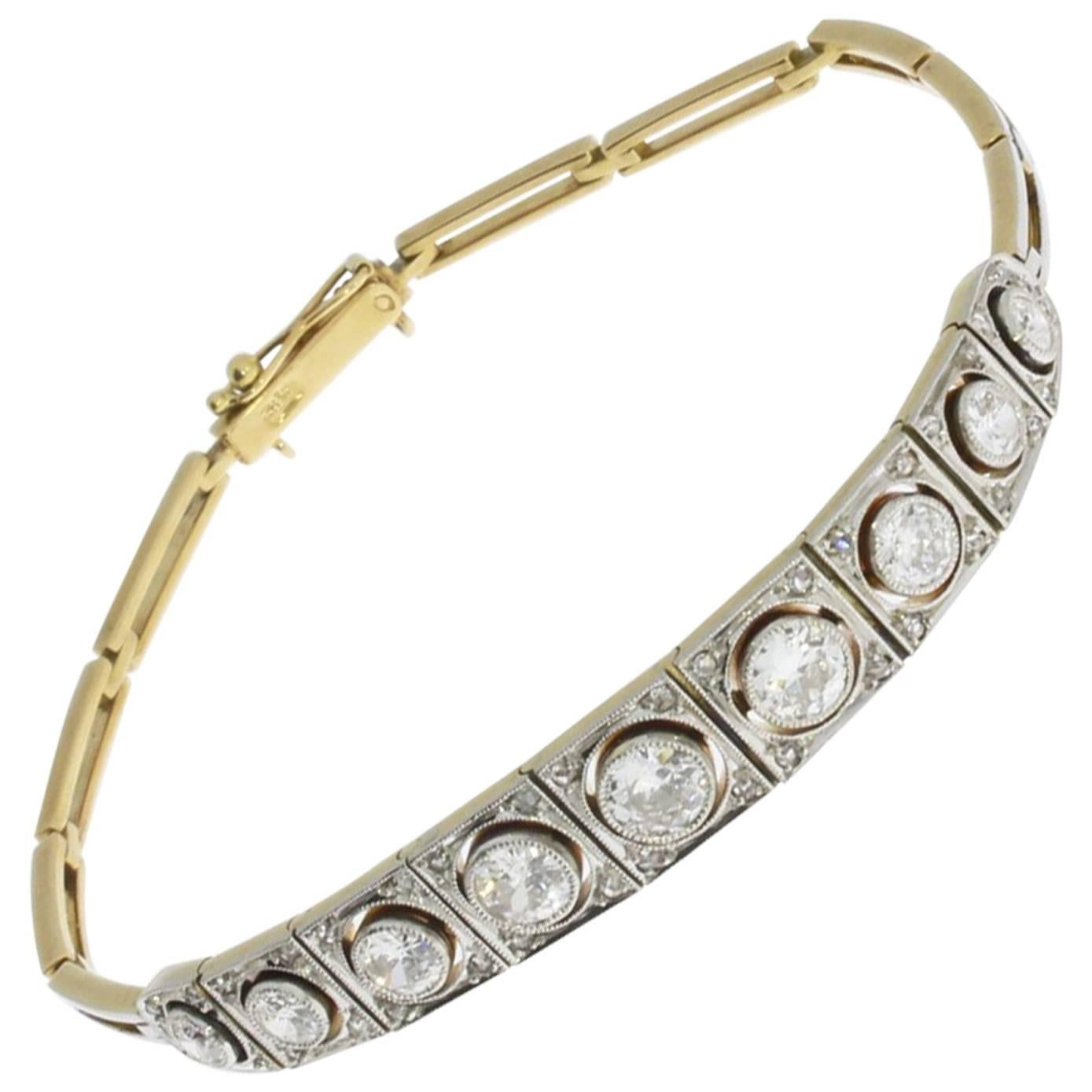 Art Deco Diamond Gold Bracelet