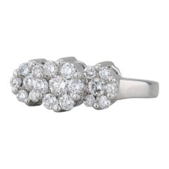 Anello a grappoli di fiori di diamanti da 0,59 ct. in oro bianco 14k, misura 7,25, fidanzamento