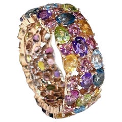 Bochic “Capri” Multi Color Tourmalines & Amethyst  Ring Set In 18K Gold & Silver