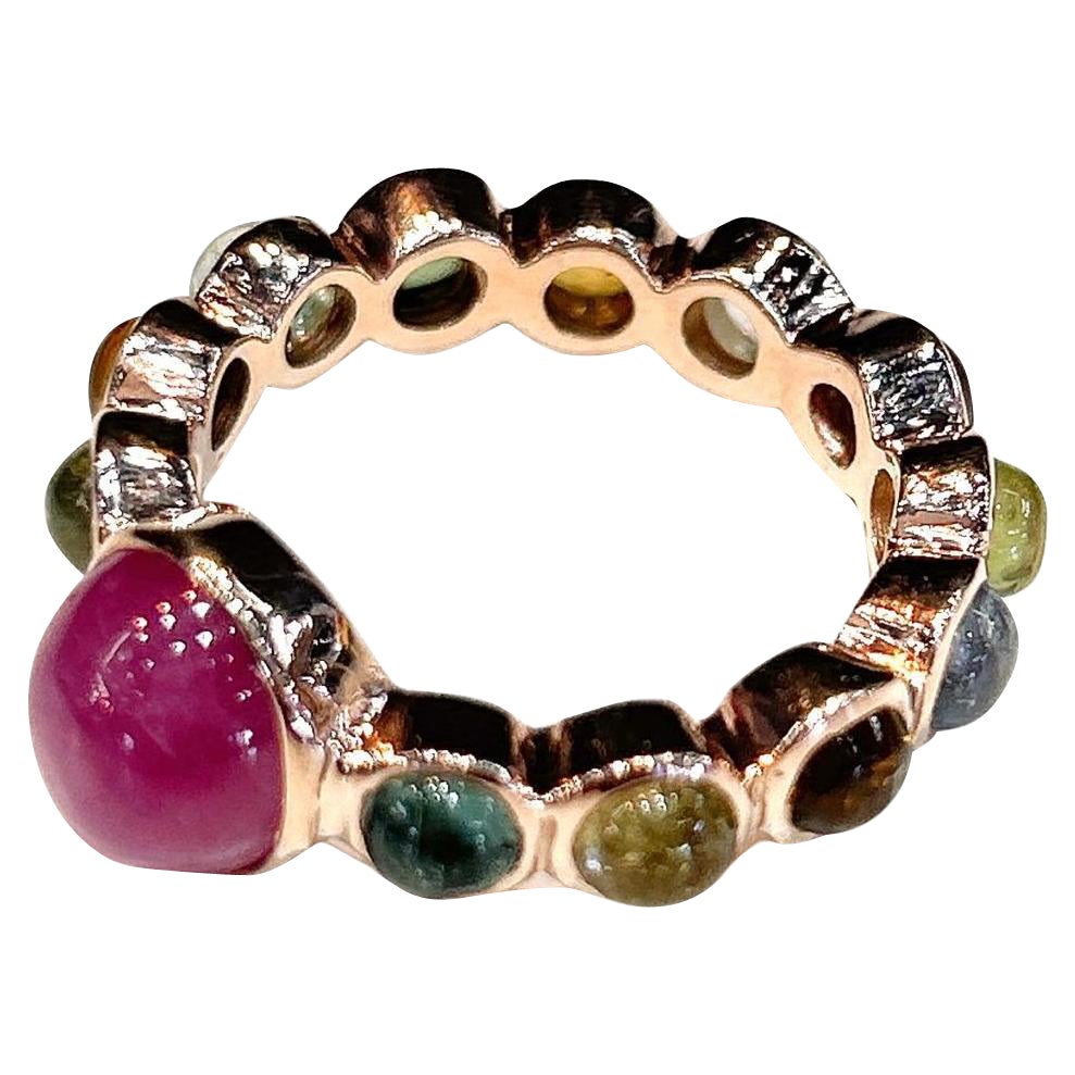 Bochic - Bague "Capri" rubis et multi-tourmalines en or 18 carats et argent