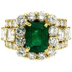 Natural 2.80 Carat Colombian Emerald Diamond Gold Ring 6