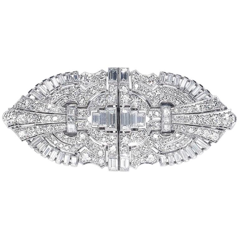 Art Deco Diamond Clips For Sale at 1stdibs