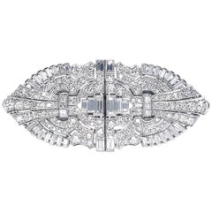 Art Deco Diamond Double Clip Brooch For Sale at 1stDibs