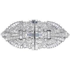 Art Deco Diamond Double Clip Brooch 5