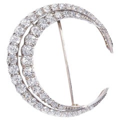 Victorian Diamond Crescent Brooch