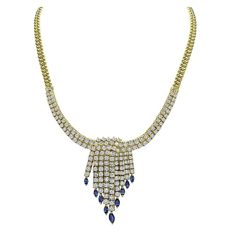 16.95ct Diamond 3.05ct Sapphire Gold Necklace