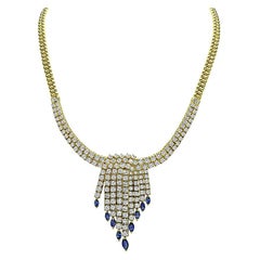 16.95ct Diamond 3.05ct Sapphire Gold Necklace