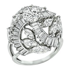 GIA 0,88ct Diamante centrale 3,50ct Anello cocktail con diamante