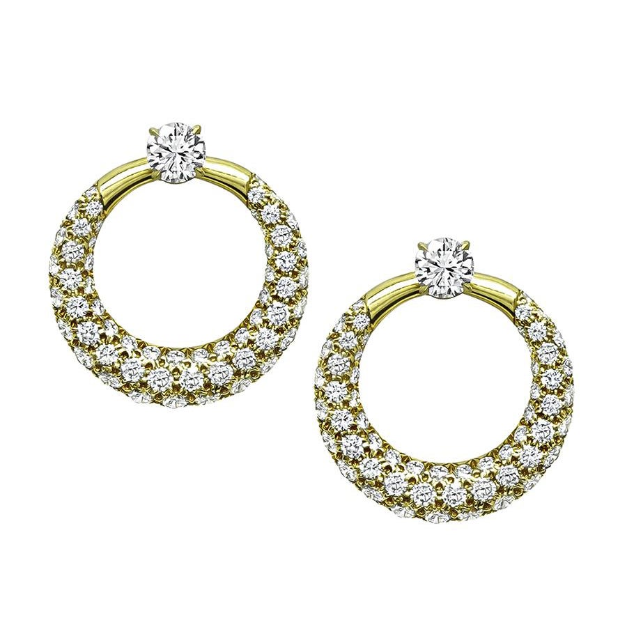 GIA 1,98cttw Mittel-Diamant 7,00ct seitliche Diamant Gold-Ohrringe Tag- und Nacht-Ohrringe