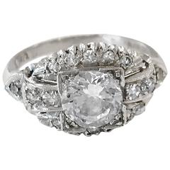 Art Deco 1.5 Carat Diamond Platinum Cocktail Ring 7