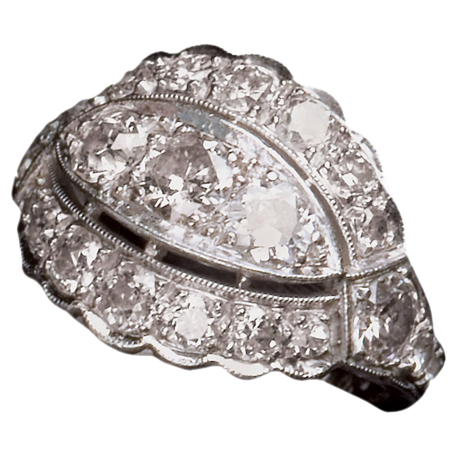 Art Deco 1.25 Carat Diamond Dome Ring