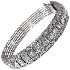Art Deco 8 Carat Diamond Platinum Gold Bracelet 12