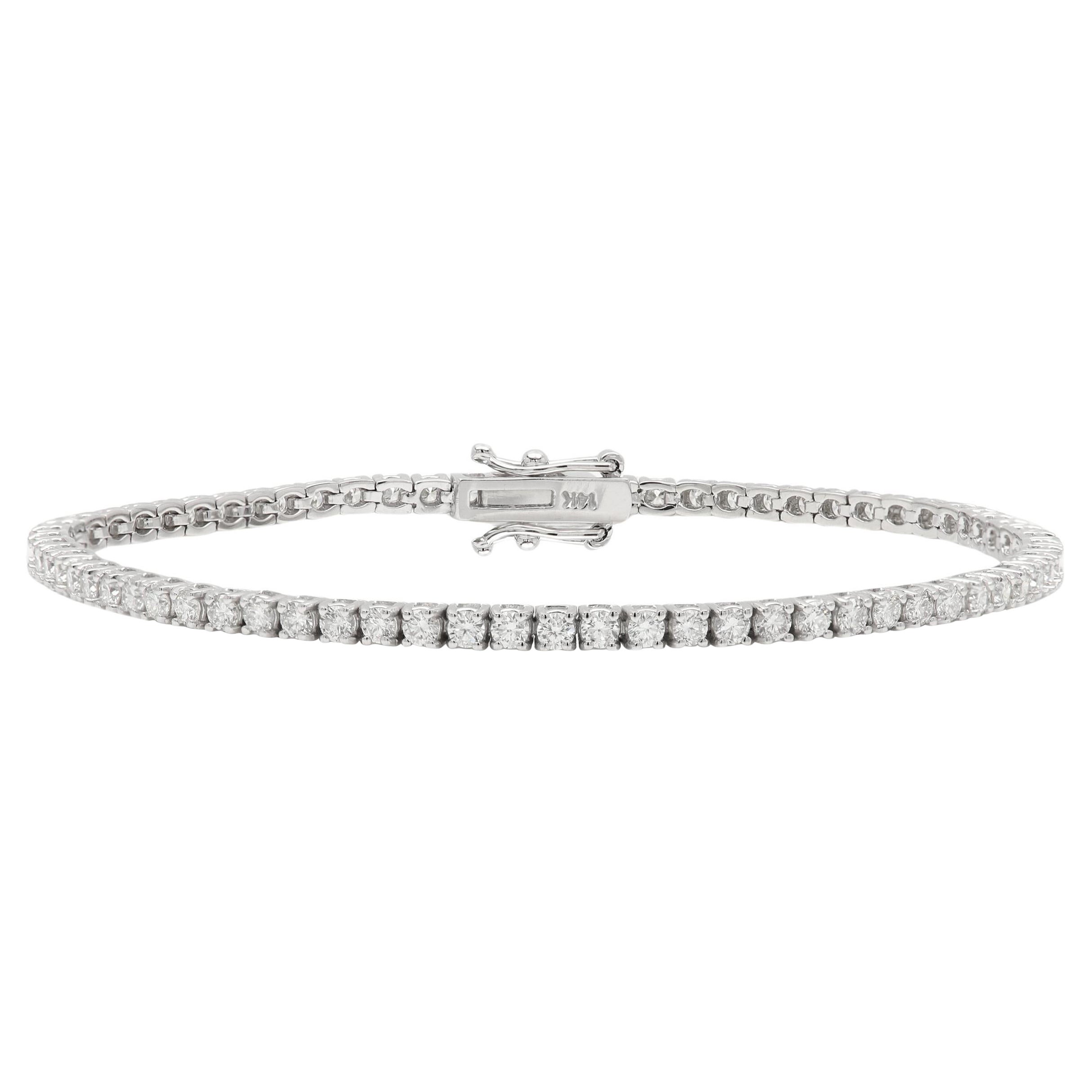 Bracciale tennis con diamanti 14 carati Diamanti naturali oro bianco 2,0ct G-SI