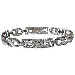 Art Deco 4.5 Carat Diamond Platinum Link Bracelet 11