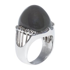 Vintage 18K Weißgold, Mondstein und Diamant Ring von Gunnar Fahlström Made 1959